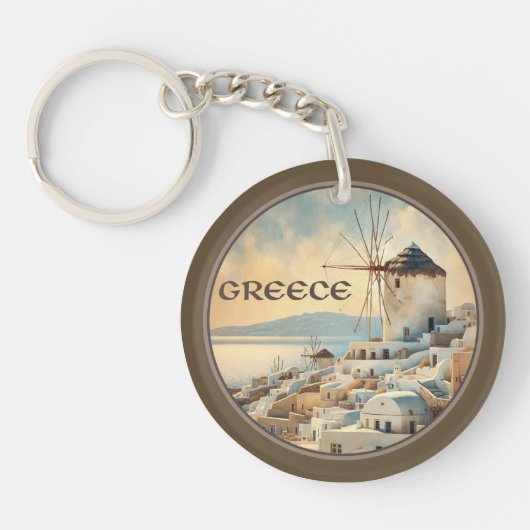 ミコノスのギリシャ風車 キーホルダー (正面)