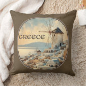 ミコノスのギリシャ風車 クッション (ブランケット)