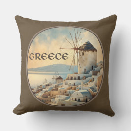 ミコノスのギリシャ風車 クッション