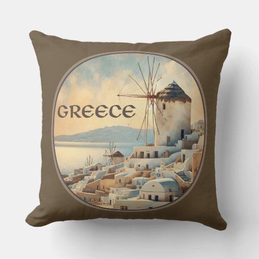 ミコノスのギリシャ風車 クッション (正面)