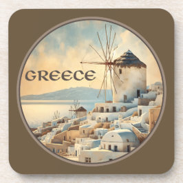 ミコノスのギリシャ風車 コースター