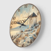 ミコノスのギリシャ風車 ラージ壁時計 (傾斜)