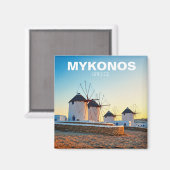 ミコノスの4つの風車ギリシャCyclades旅行 マグネット (正面/裏面)
