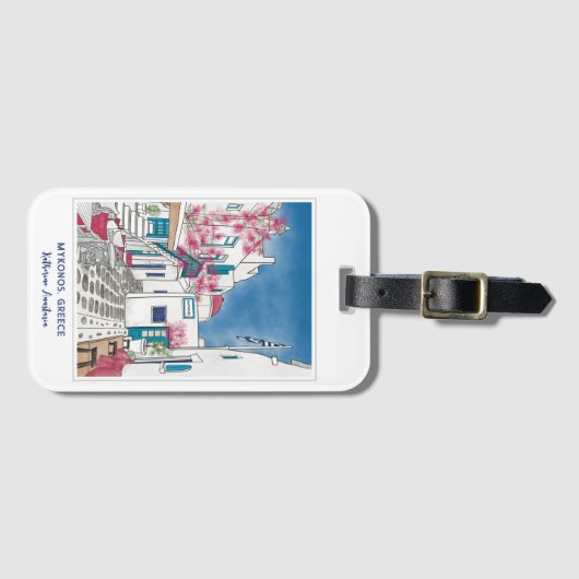 ミコノスカラフルギリシャパーソナライズされたラゲッジタグ ラゲッジタグ (正面横)