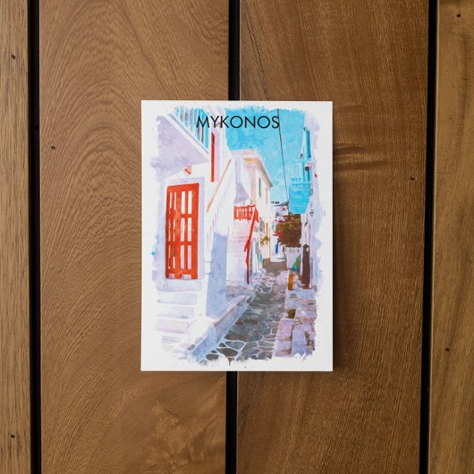 ミコノスカラフルギリシャレトロ旅行水の色 ポストカード