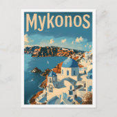 ミコノスギリシャクラシックアートレトロヴィンテージトラベル ポストカード (正面)