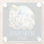 ミコノスギリシャ島ヴィンテージ旅行 ガラスコースター (裏面)