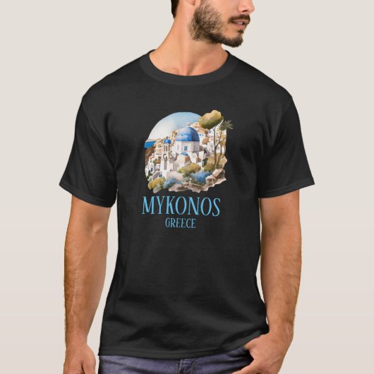 ミコノスギリシャ島ヴィンテージ旅行 Tシャツ (正面)