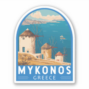 ミコノスギリシャ旅行アートエンブレム シール