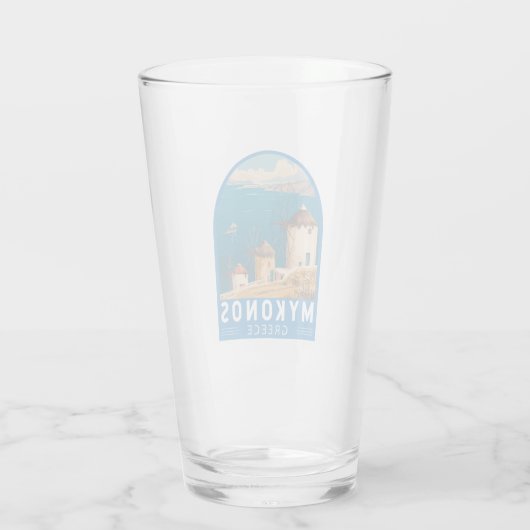 ミコノスギリシャ旅行アートエンブレム タンブラーグラス (裏面)