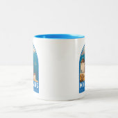 ミコノスギリシャ旅行アートエンブレム ツートーンマグカップ (中央)