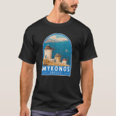 ミコノスギリシャ旅行アートエンブレム Tシャツ (正面)