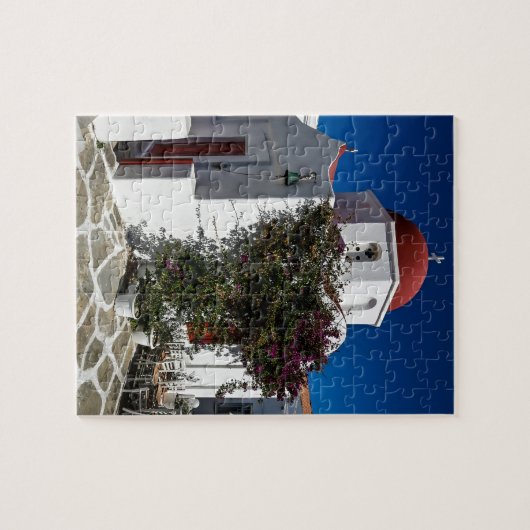 ミコノスギリシャ旅行 – 教会カフェヨーロッパ観光 ジグソーパズル (横)