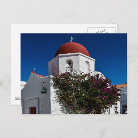 ミコノスギリシャ旅行 – 教会カフェヨーロッパ観光 ポストカード (正面/裏面)