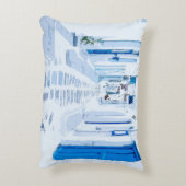 ミコノスギリシャ水彩デジ絵画タルズ アクセントクッション (裏面(縦))