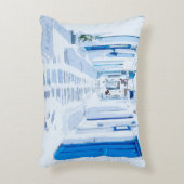 ミコノスギリシャ水彩デジ絵画タルズ アクセントクッション (正面(垂直))