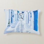 ミコノスギリシャ水彩デジ絵画タルズ アクセントクッション (裏面)