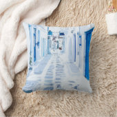 ミコノスギリシャ水彩デジ絵画タルズ クッション (ブランケット)