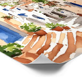 ミコノスギリシャ水彩画 ポスター (角)