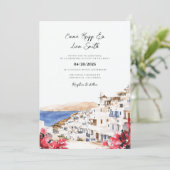 ミコノスギリシャ結婚語の目的地招待状 招待状 (スタンド正面)