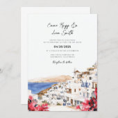 ミコノスギリシャ結婚語の目的地招待状 招待状 (正面/裏面)