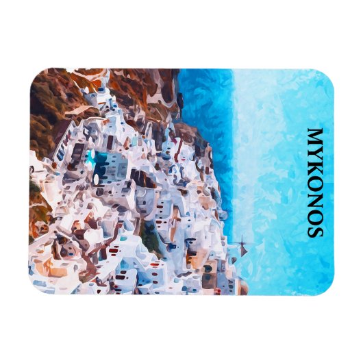 ミコノスギリシャ絵を描水彩画 マグネット (横)