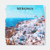 ミコノスギリシャ絵を描水彩画 マグネット (正面)