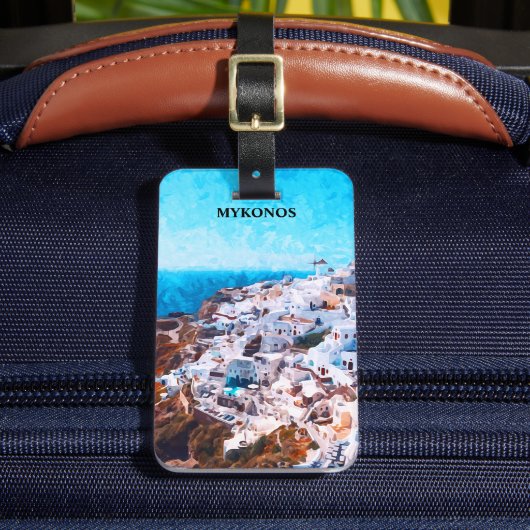 ミコノスギリシャ絵を描水彩画 ラゲッジタグ (正面インサイチュ2)