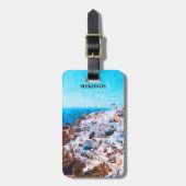 ミコノスギリシャ絵を描水彩画 ラゲッジタグ (正面縦)