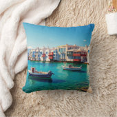 ミコノスギリシャ諸島 クッション (ブランケット)