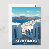 ミコノスギリシャCyclades旅行通り ポストカード (正面/裏面)
