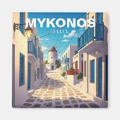 ミコノスギリシャCyclades旅行風車 マグネット (正面)