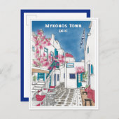 ミコノスタウンギリシャ旅行スケッチはがき ポストカード (正面/裏面)