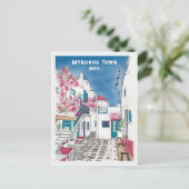 ミコノスタウンギリシャ旅行スケッチはがき ポストカード (スタンド正面)