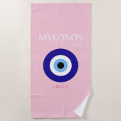 ミコノスミューズ、ミコノス、ピンク ビーチタオル (正面)