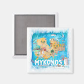 ミコノス図解入りの、写真付きのギリシャの地図 マグネット (正面/裏面)