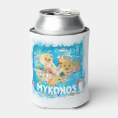 ミコノス図解入りの、写真付きのギリシャの地図 缶クーラー (缶正面)