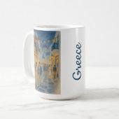 ミコノス島ギリシャ 水彩画 コーヒーマグカップ (正面左)