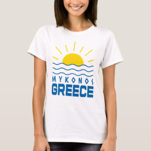ミコノス島 ギリシャ 陽光と波 女性 Tシャツ