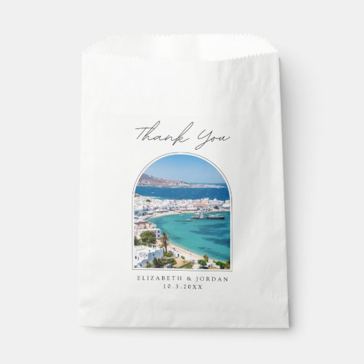 ミコノス結婚式の引き出物ギリシャ写真ありがとう フェイバーバッグ (正面)