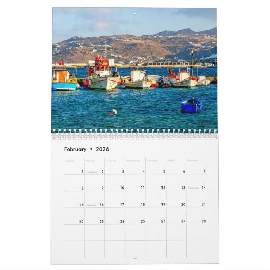 ミコノス カレンダー (2月 2026)