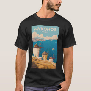 ミコノス ギリシャ イラスト 旅行 アート ヴィンテージ Tシャツ