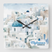 ミコノス・ギリシャ スクエア壁時計 (正面)