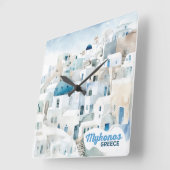 ミコノス・ギリシャ スクエア壁時計 (傾斜)