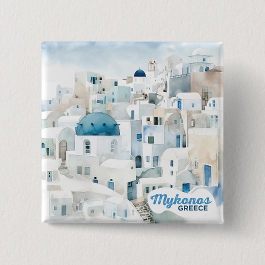 ミコノス・ギリシャ 缶バッジ (正面)