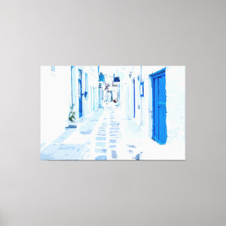 ミコノスGreece Water Color Digital 絵画's キャンバスプリント