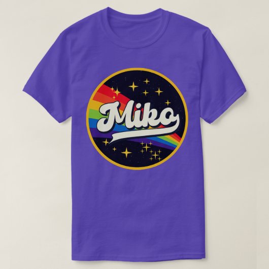 ミコレインボーイン宇宙ヴィンテージスタイル Tシャツ (デザイン正面)