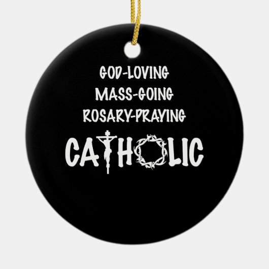 ミサを愛する神はロザリオの祈カトリック セラミックオーナメント (正面)