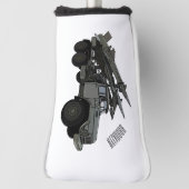 ミサイル車の漫画イラストレーション ゴルフヘッドカバー (回転90)