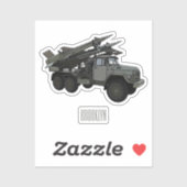 ミサイル車の漫画イラストレーション シール (シート)